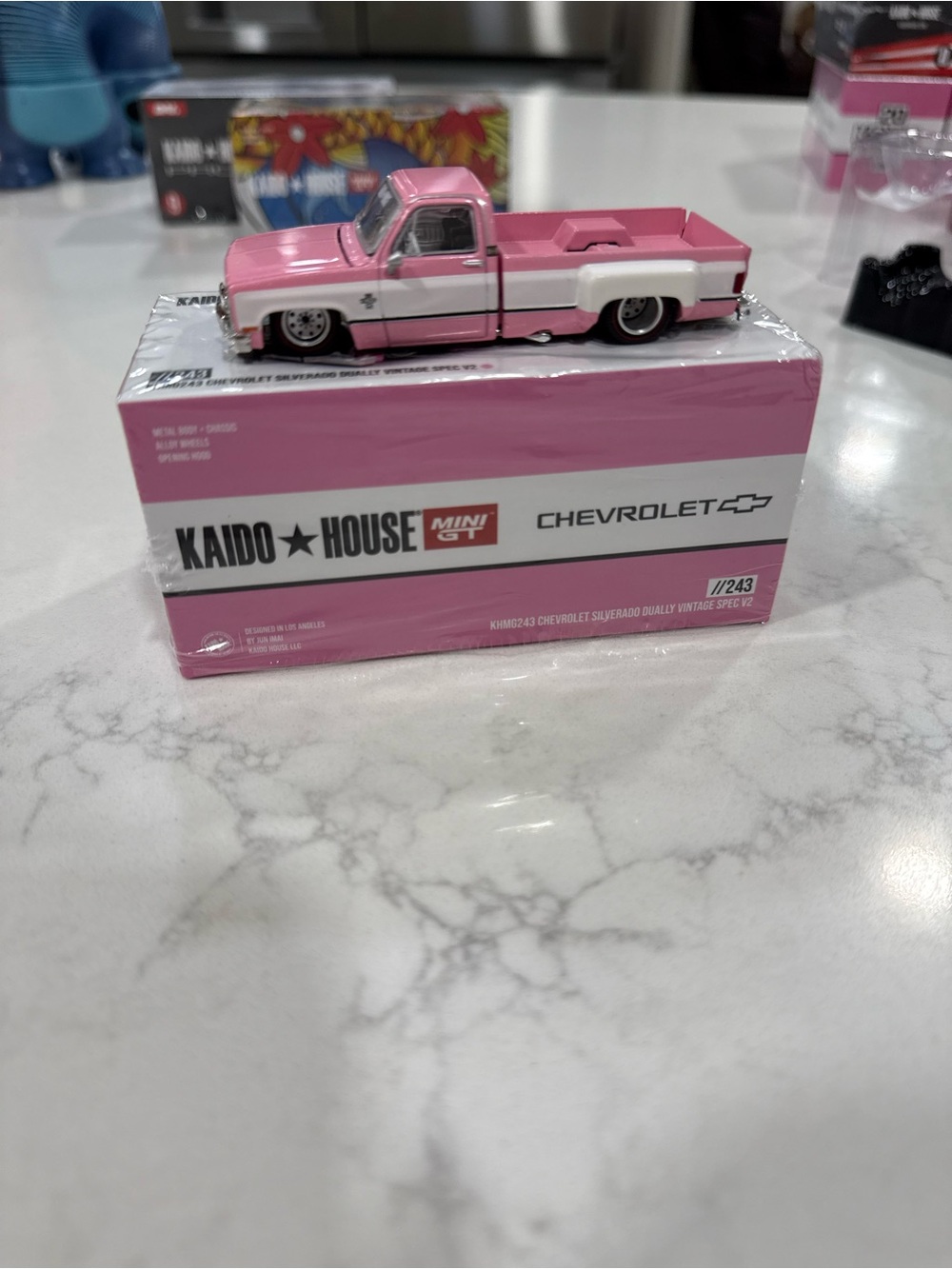 Kaido House Chevy Silverado Vintage Spec V2 Die-Cast  - Pink and White